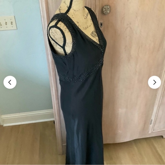 VTG Emanuel Ungaro Black silk beaded slip dress Y2K CBK style minimalist 10 - Picture 6 of 14